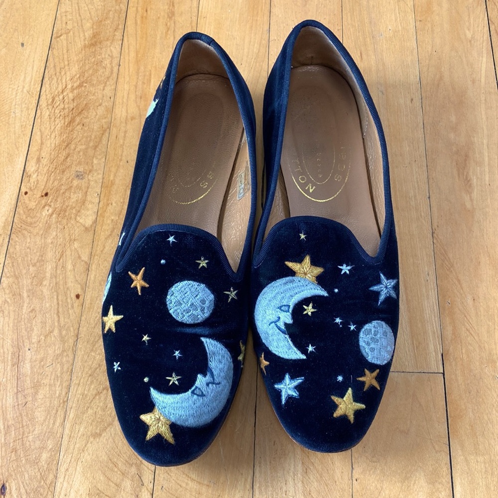 Stubbs & Wootton embroidered loafers, womens size 9.5